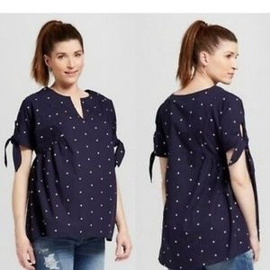 New Isabel Maternity Embroidered Polka Dot Top